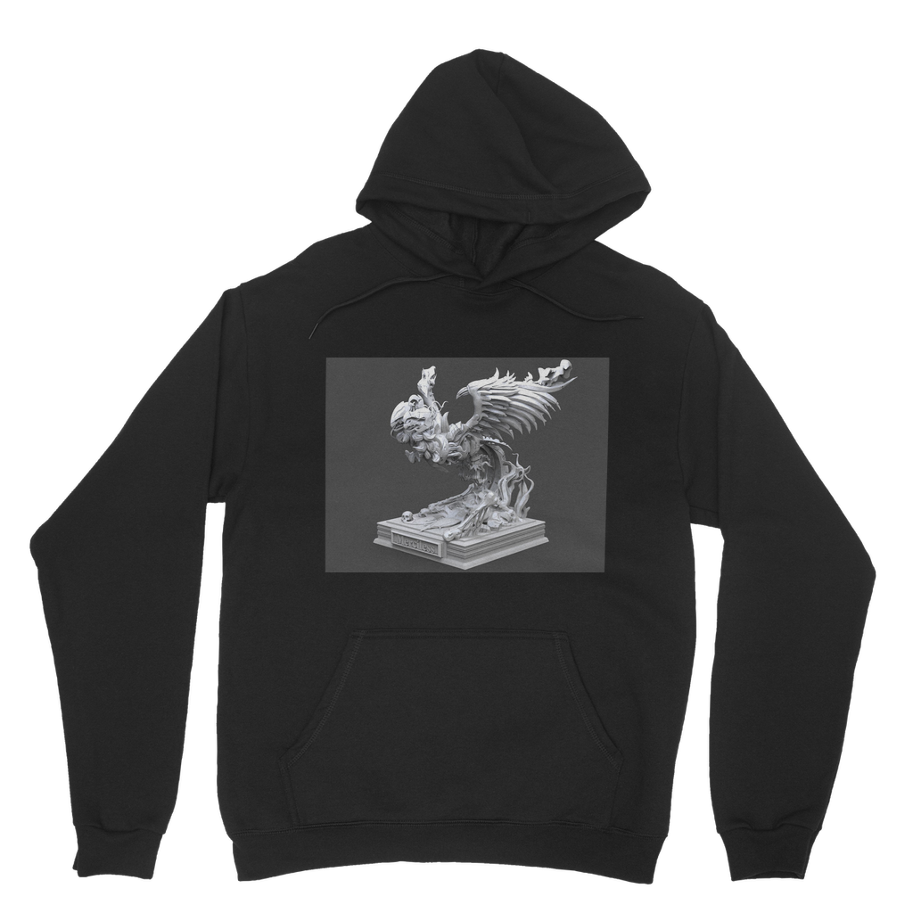 Merciless The Flaming SkyBird Classic Adult Hoodie in various colors, showcasing its soft fabric, double hood, and kangaroo pocket.