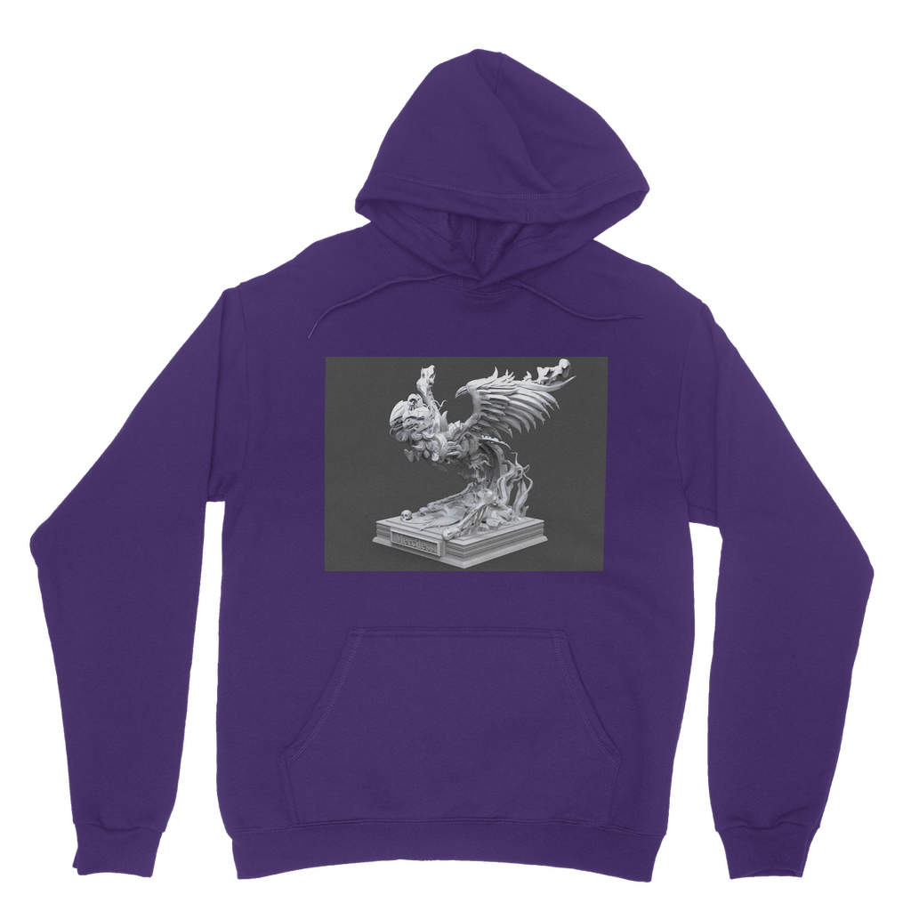 Merciless The Flaming SkyBird Classic Adult Hoodie in various colors, showcasing its soft fabric, double hood, and kangaroo pocket.