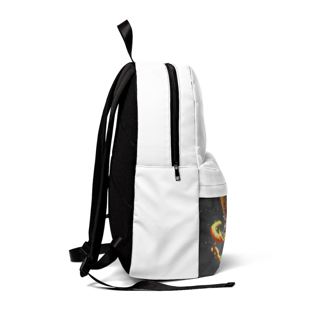Merciless Flaming SkyBird Unisex Classic Backpack in vibrant colors, showcasing adjustable straps and durable nylon material.