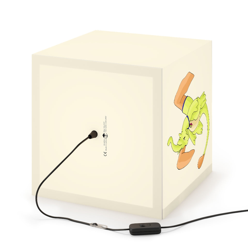 Mergilender Personalized Lamp in a stylish indoor setting, showcasing its unique cube design and soft glow.