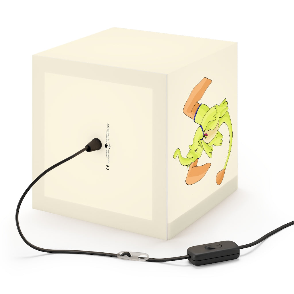 Mergilender Personalized Lamp in a stylish indoor setting, showcasing its unique cube design and soft glow.