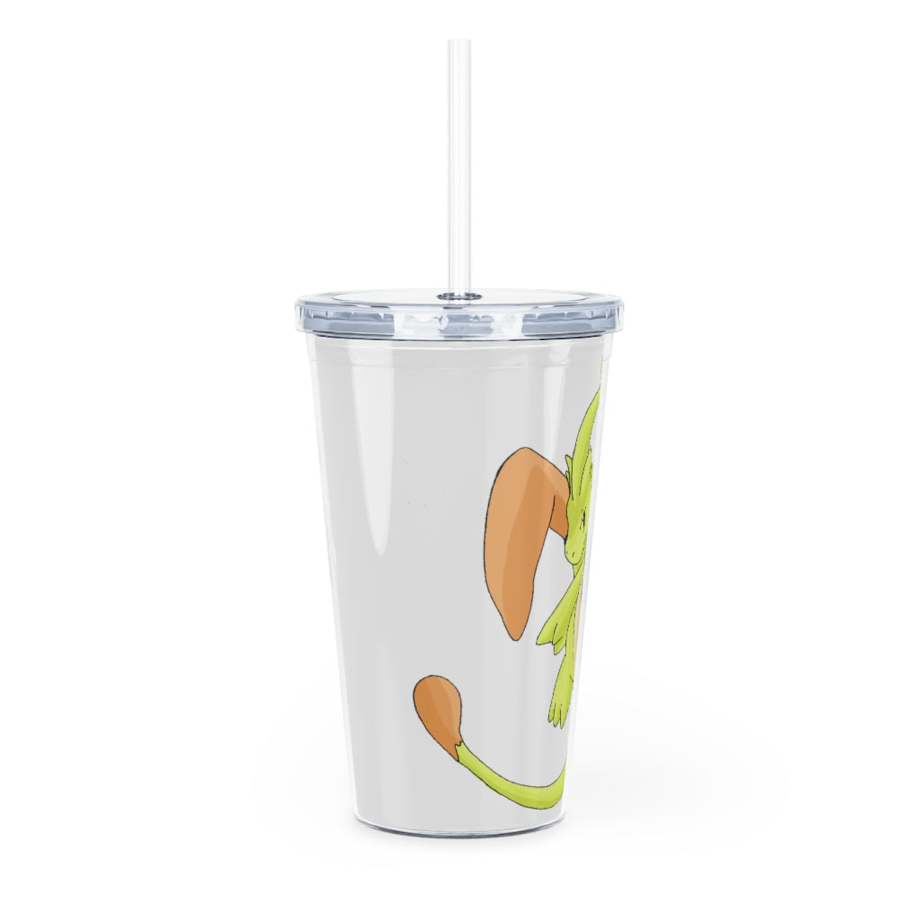 Mergilender Plastic Tumbler with Straw, featuring a customizable design insert and a lid, perfect for parties and gatherings.