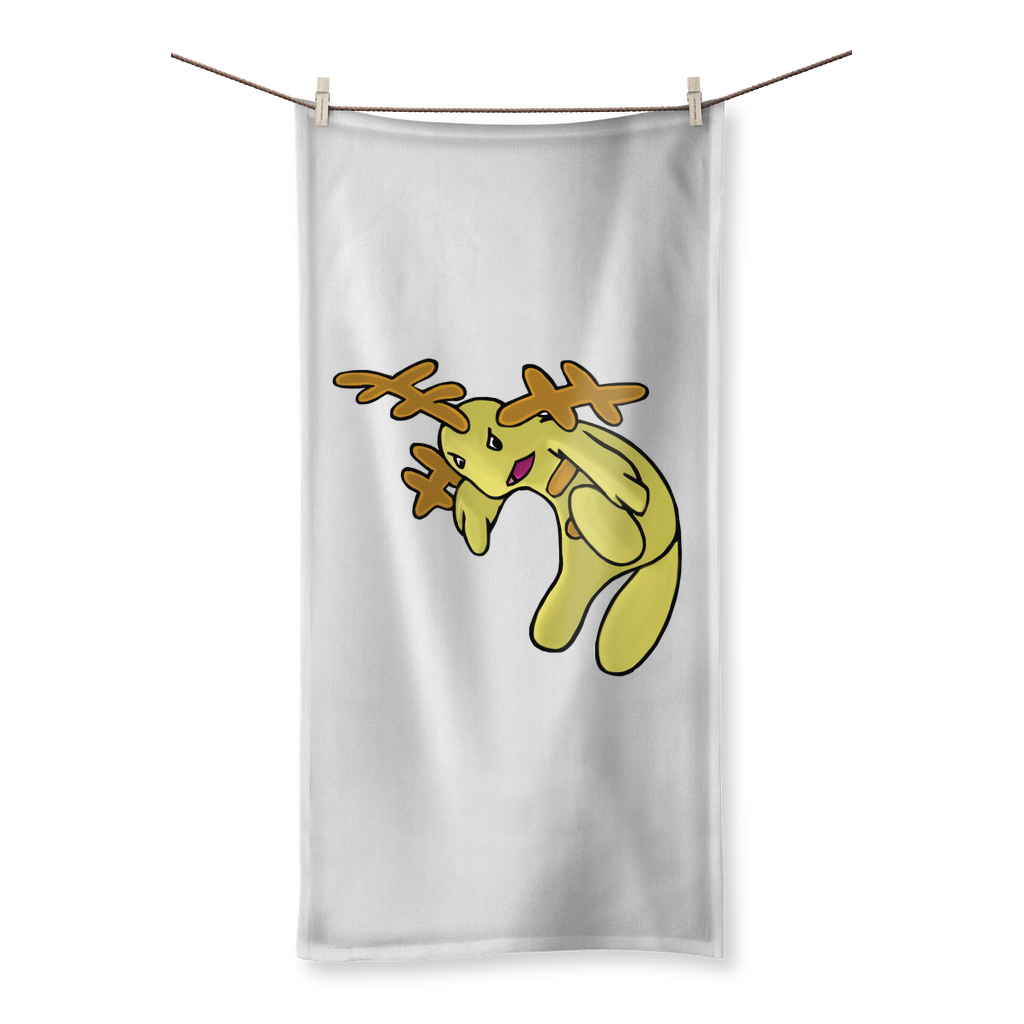 Mergilender Sublimation All Over Towel showcasing vibrant prints on one side and soft cotton backing on the other.