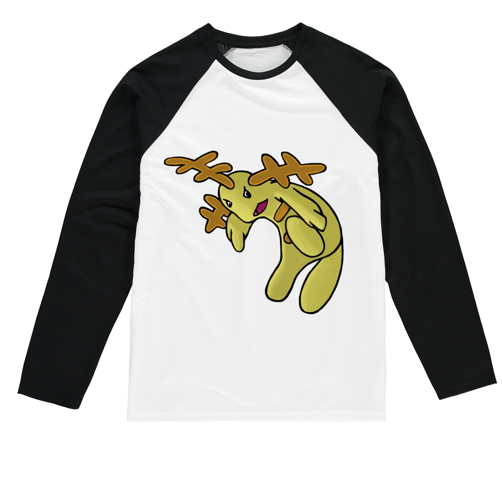 Mergilender Sublimation Baseball Long Sleeve T-Shirt showcasing vibrant colors and stylish design, perfect for sublimation printing.