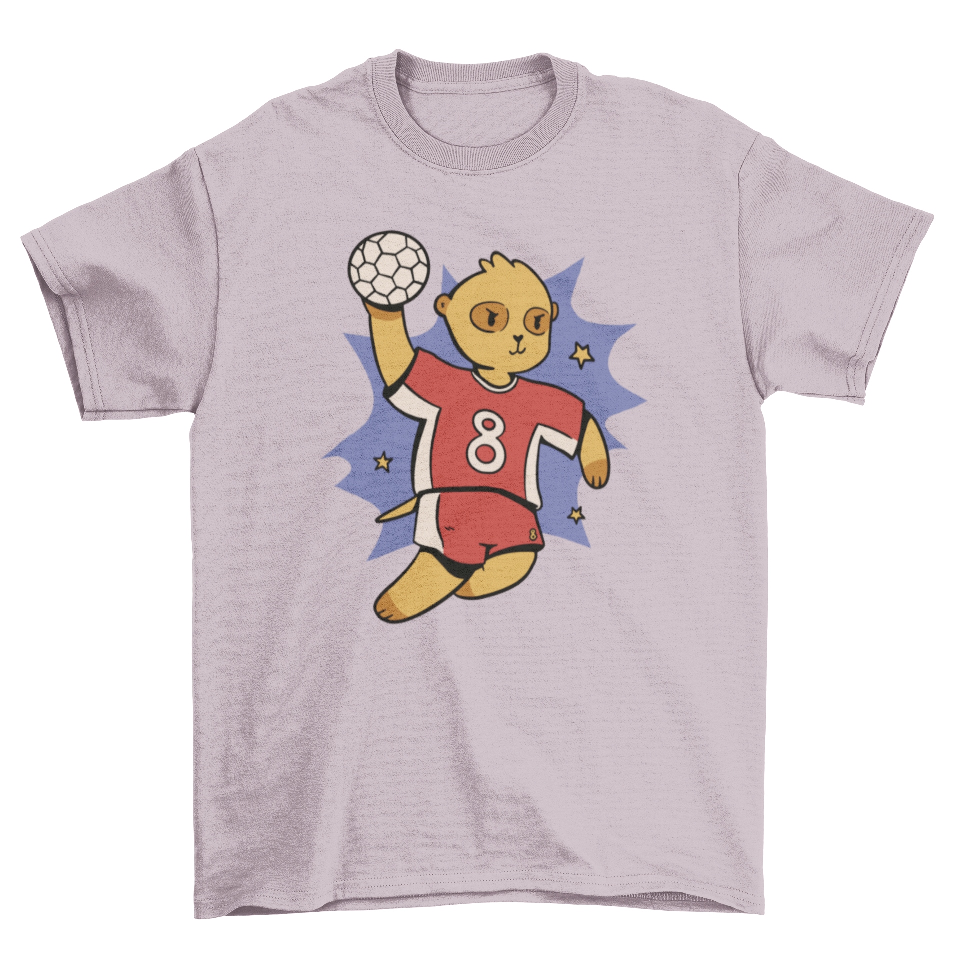 A playful meerkat wearing a volleyball, featured on a stylish t-shirt.
