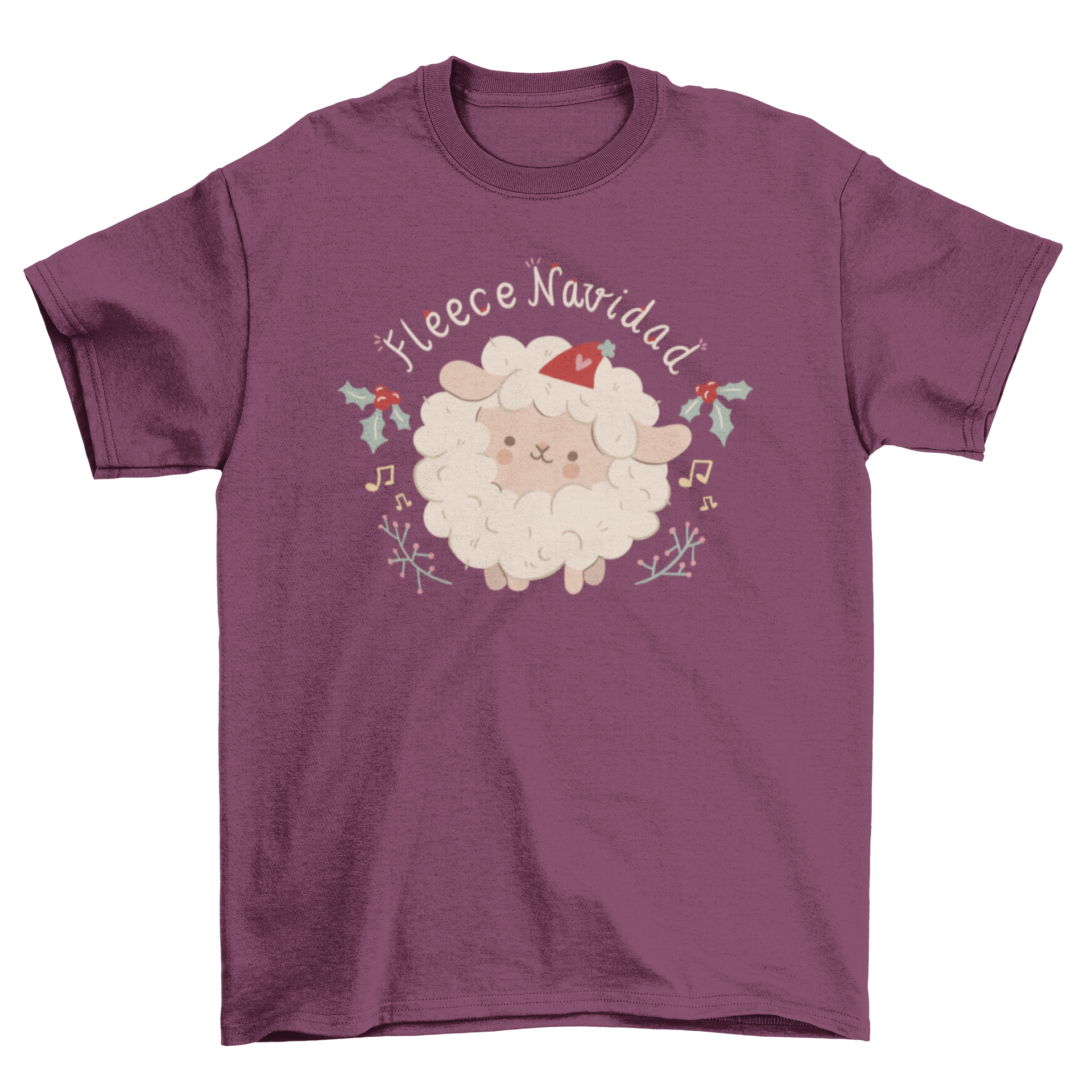 A cute Christmas t-shirt featuring a lovely sheep design with the quote 'Wool Christmas' in Spanish, perfect for holiday celebrations.