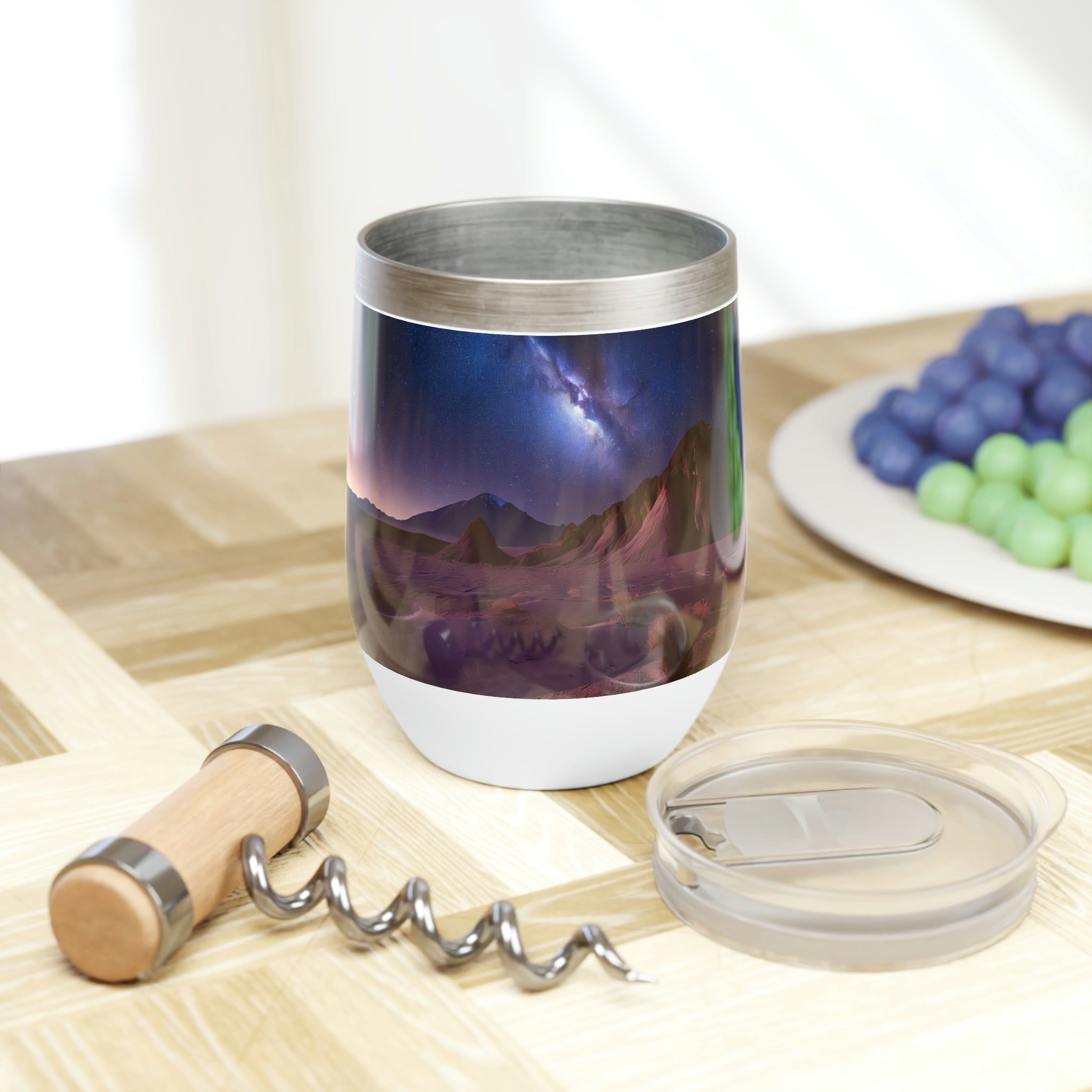 Milky Galaxy Chill Wine Tumbler featuring a stylish design with double-insulated walls, perfect for keeping drinks at the ideal temperature.