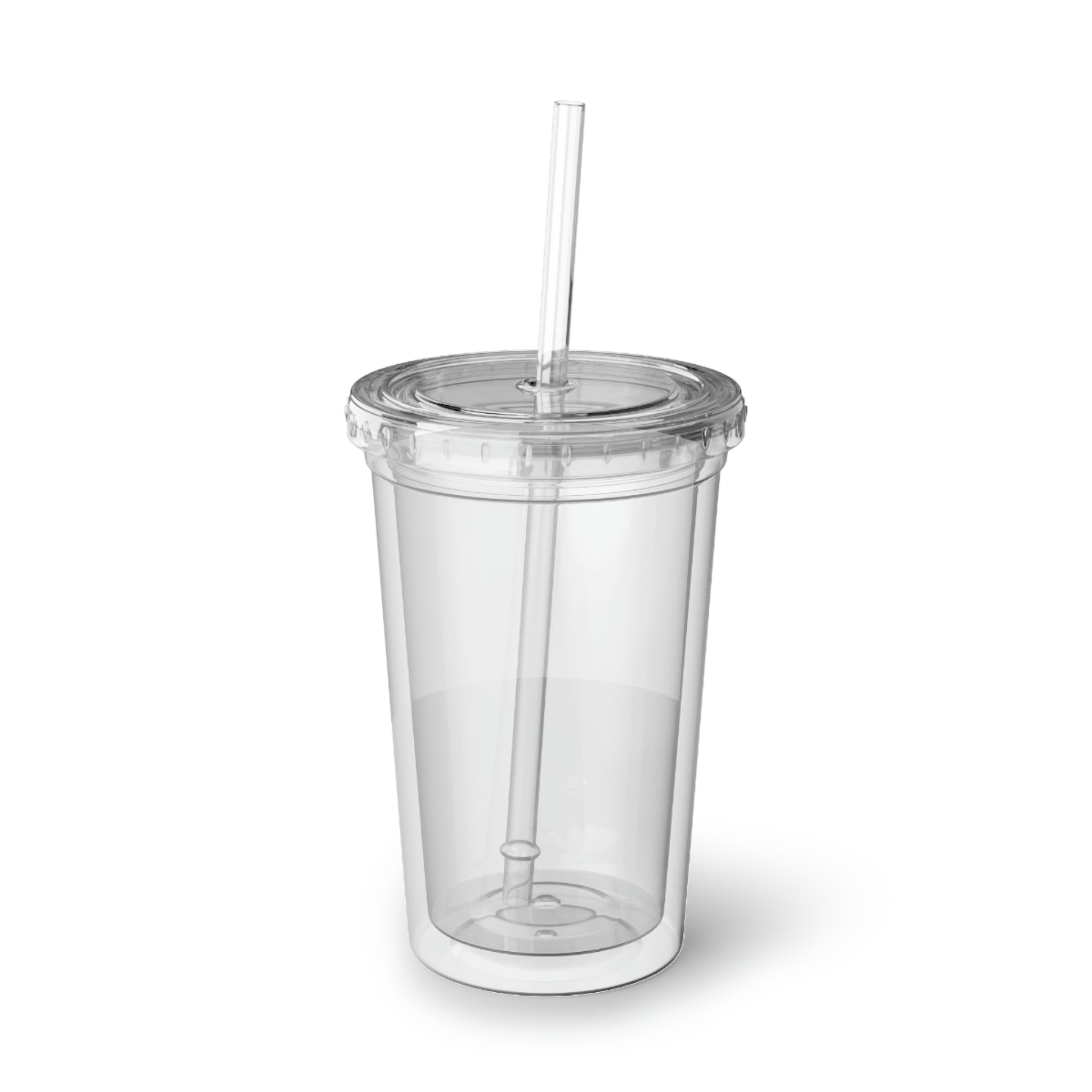 Milky Galaxy Suave Acrylic Cup with a sleek stainless steel design and a black screw-on cap, featuring a plastic straw.