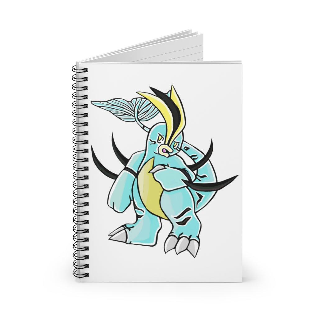 Mimatic Spiral Notebook with ruled line pages, featuring a colorful printed front cover and a sleek black back cover.