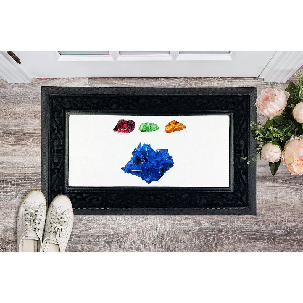 Minerals Sublimation Heavy Duty Door Mat with a stylish fabric brush border and non-slip rubber base, perfect for customization.