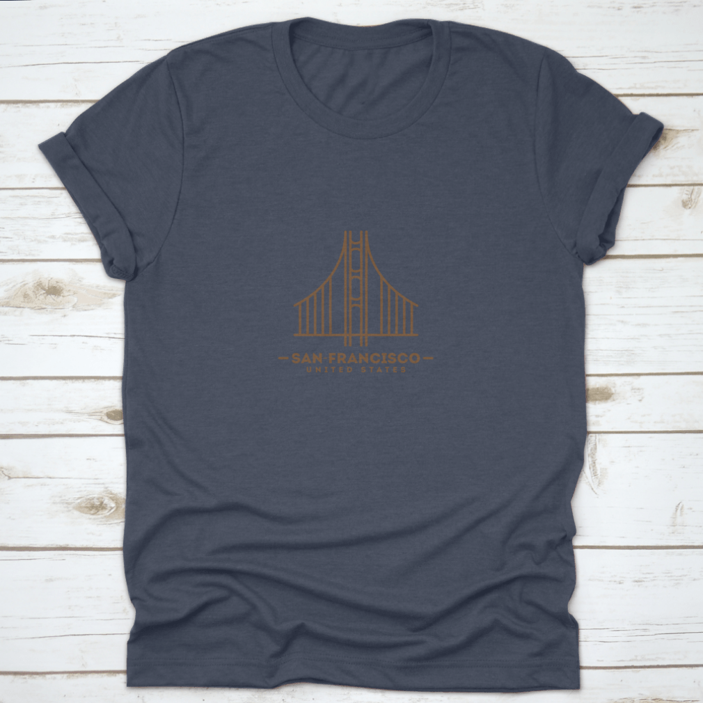 A stylish Minimalist Golden Gate Bridge shirt design featuring a simple yet elegant illustration of the iconic bridge.