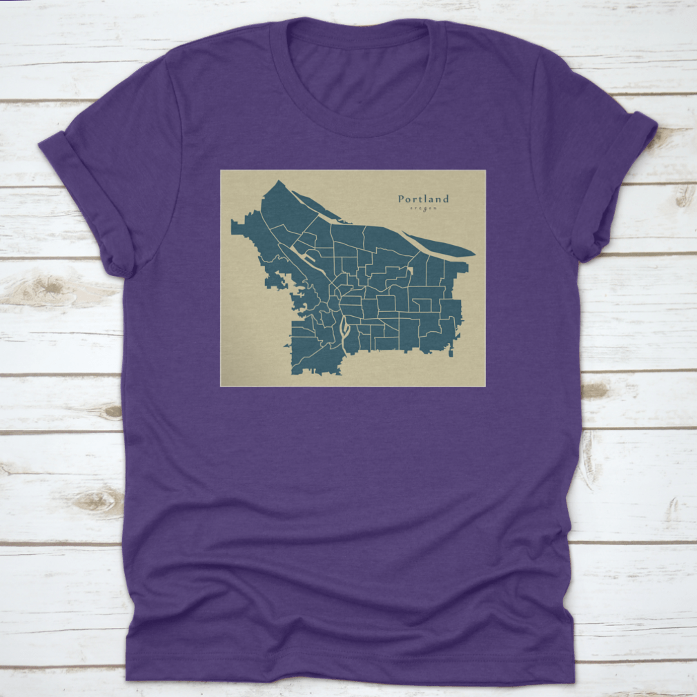 A detailed modern city map of Portland, Oregon showcasing neighborhoods and urban features, designed for locals and tourists.