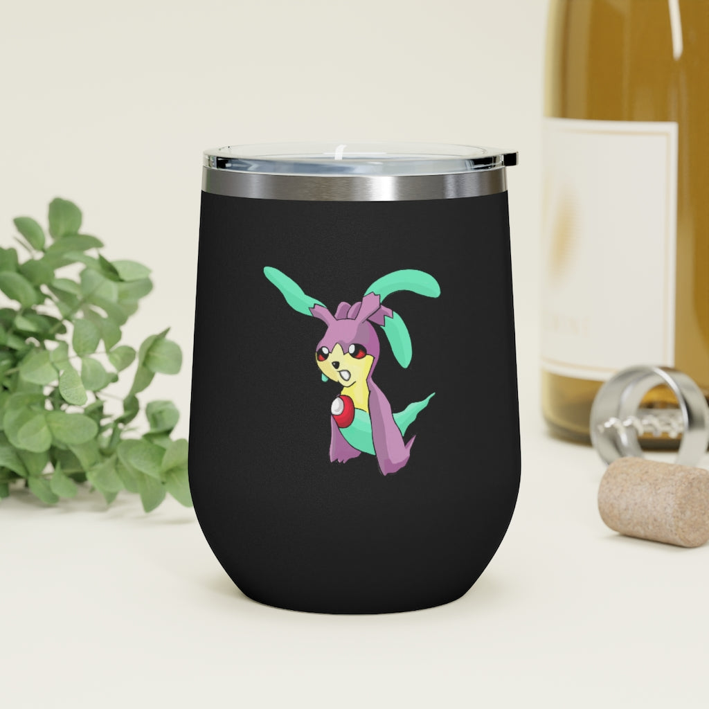 Molepha 12oz Insulated Wine Tumbler in stainless steel with a clear plastic lid, showcasing its sleek design and double-wall insulation.