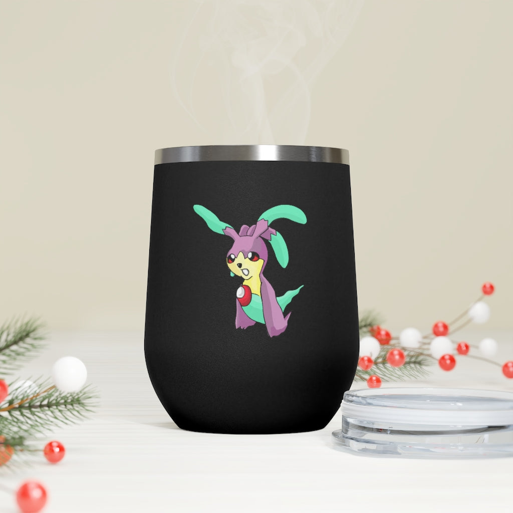 Molepha 12oz Insulated Wine Tumbler in stainless steel with a clear plastic lid, showcasing its sleek design and double-wall insulation.