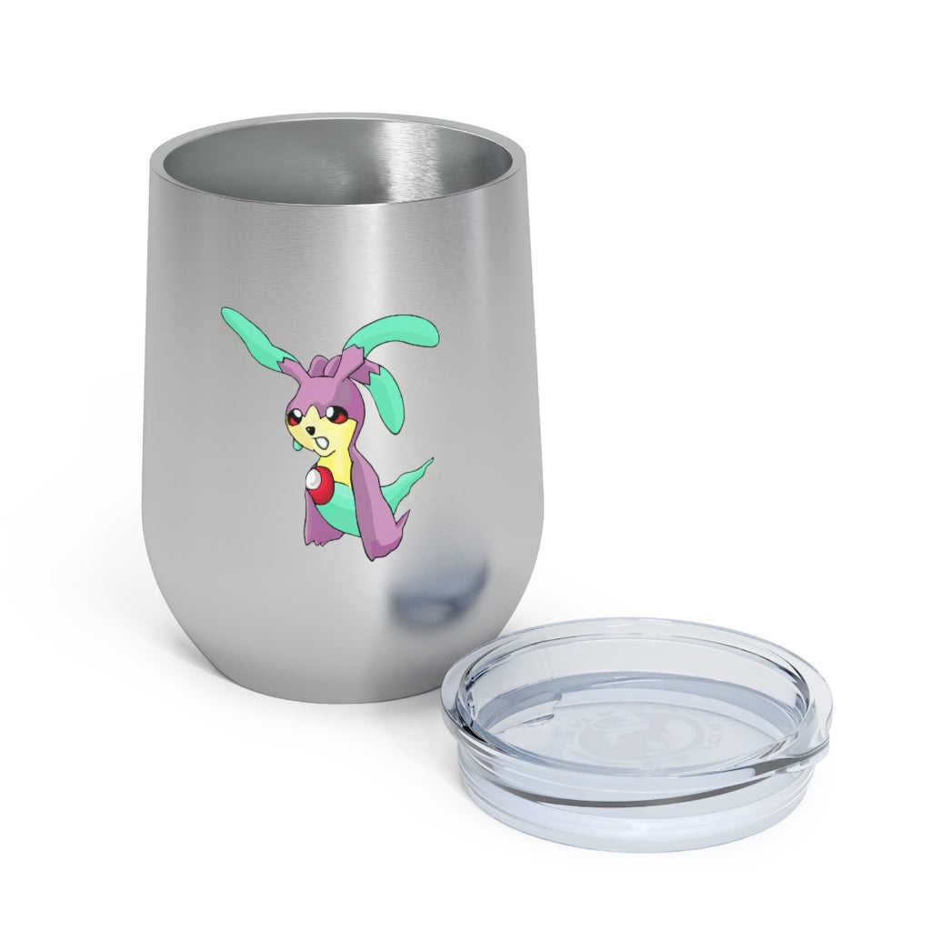 Molepha 12oz Insulated Wine Tumbler in stainless steel with a clear plastic lid, showcasing its sleek design and double-wall insulation.