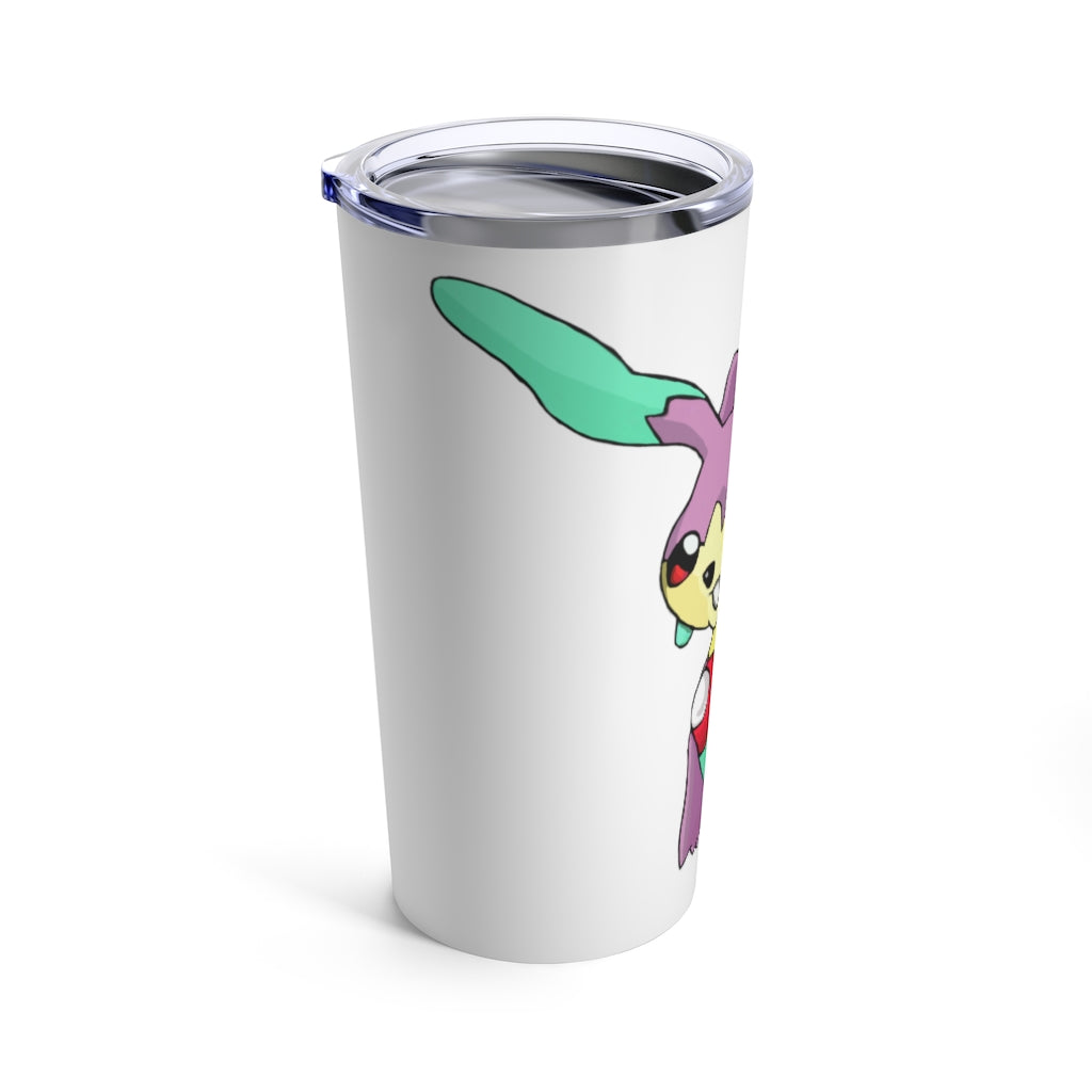 Molepha Tumbler 20oz in stainless steel with a see-thru plastic lid, showcasing its sleek design and rounded corners.