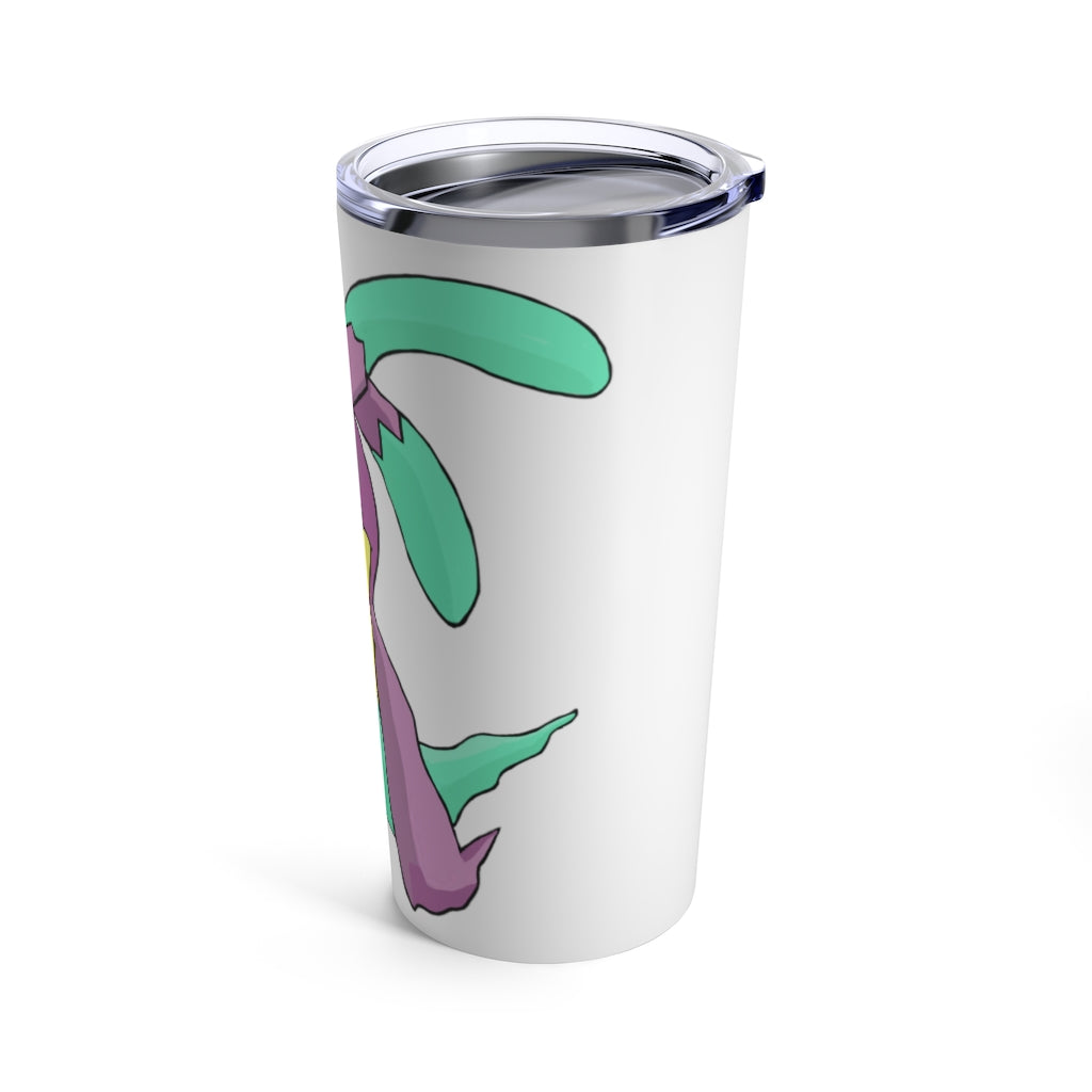 Molepha Tumbler 20oz in stainless steel with a see-thru plastic lid, showcasing its sleek design and rounded corners.