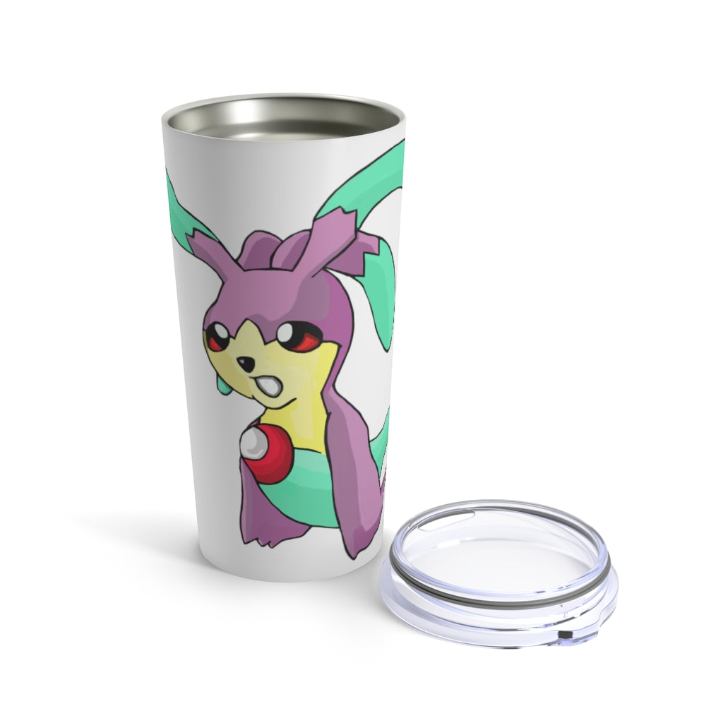 Molepha Tumbler 20oz in stainless steel with a see-thru plastic lid, showcasing its sleek design and rounded corners.