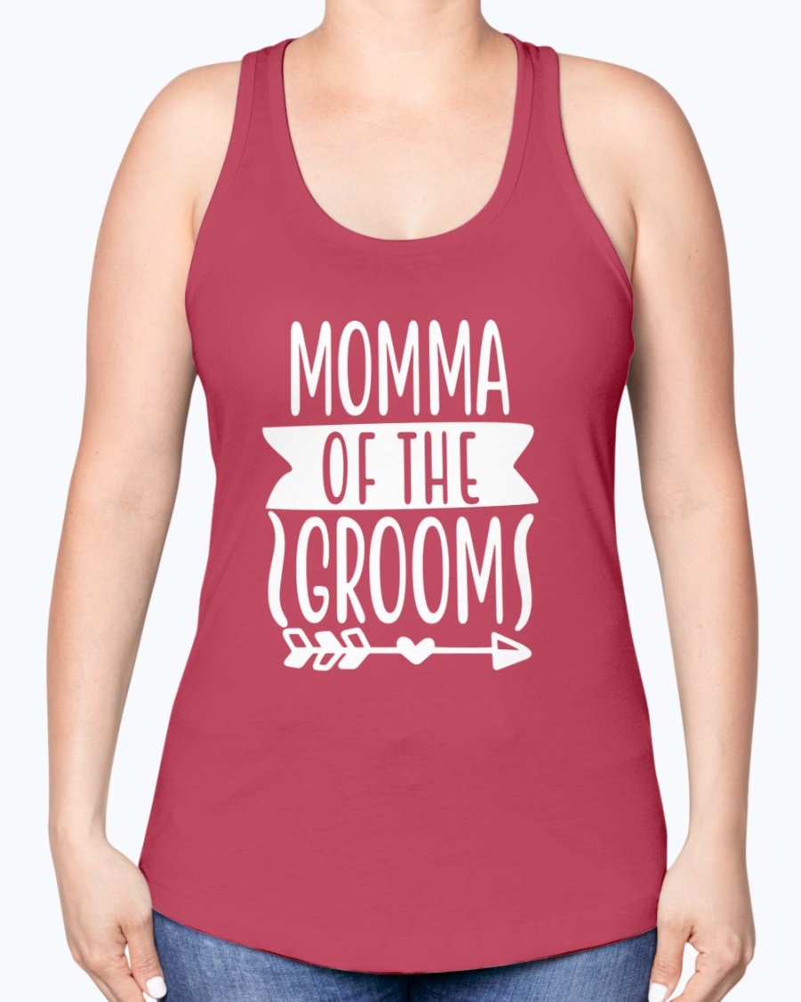 Momma Of The Groom Racerback Tank in a stylish design, perfect for bridal and wedding events, showcasing a comfortable fit and soft fabric.