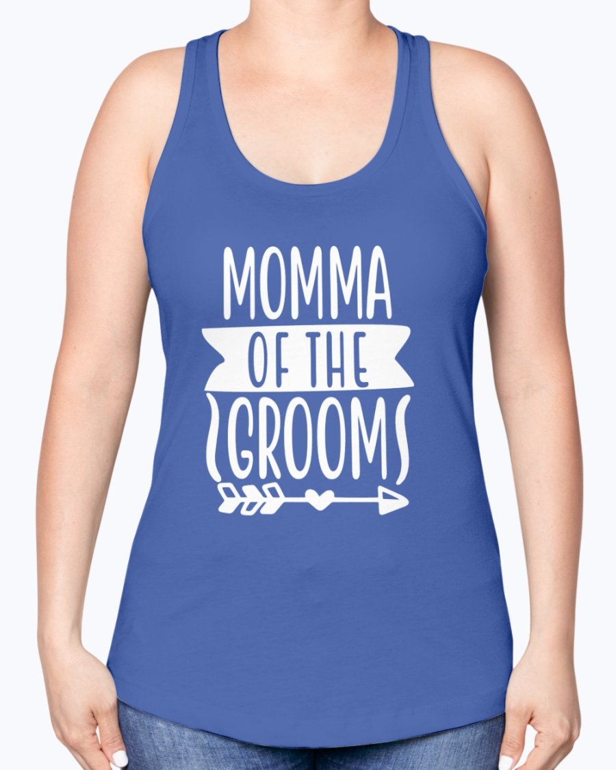 Momma Of The Groom Racerback Tank in a stylish design, perfect for bridal and wedding events, showcasing a comfortable fit and soft fabric.