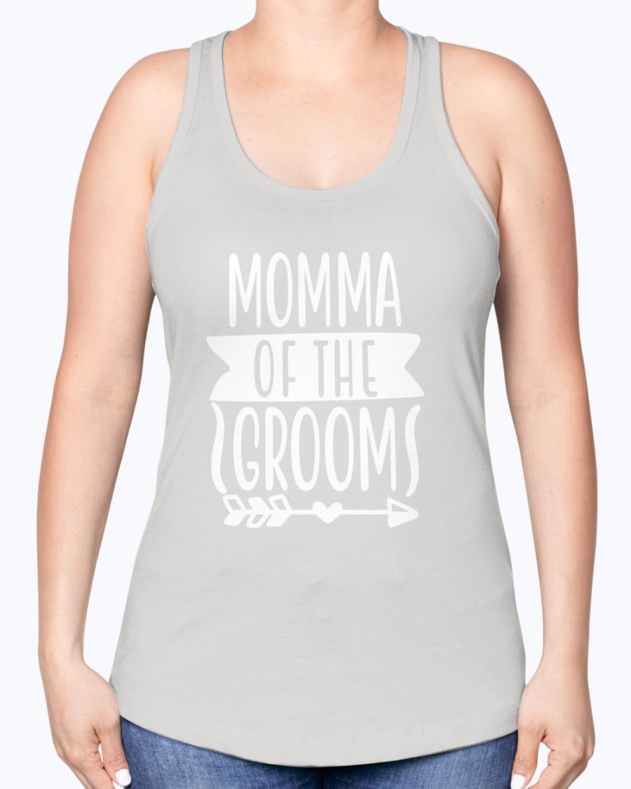 Momma Of The Groom Racerback Tank in a stylish design, perfect for bridal and wedding events, showcasing a comfortable fit and soft fabric.