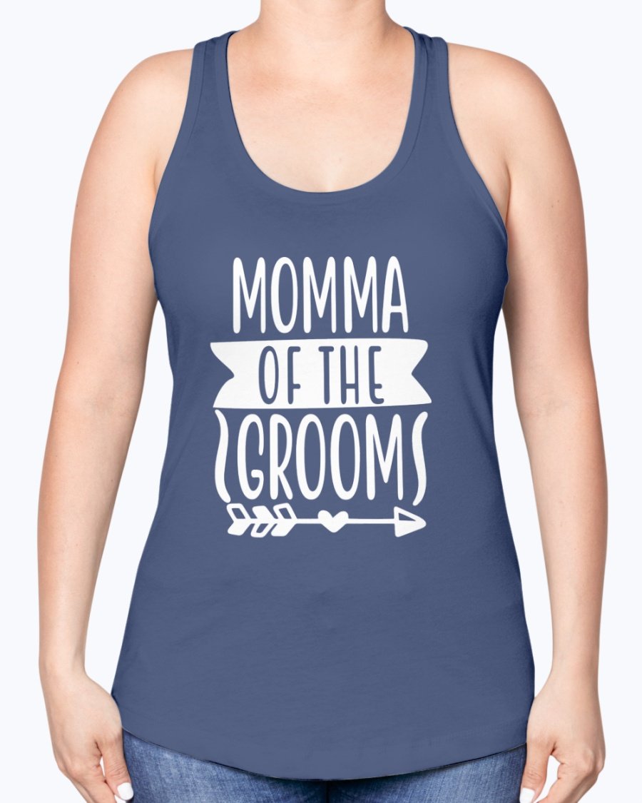 Momma Of The Groom Racerback Tank in a stylish design, perfect for bridal and wedding events, showcasing a comfortable fit and soft fabric.