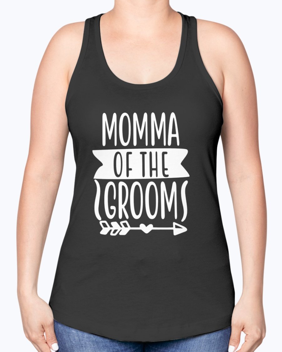 Momma Of The Groom Racerback Tank in a stylish design, perfect for bridal and wedding events, showcasing a comfortable fit and soft fabric.