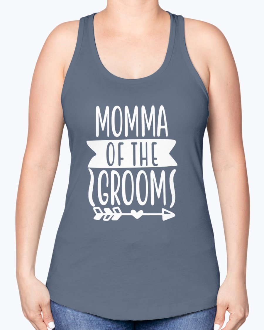 Momma Of The Groom Racerback Tank in a stylish design, perfect for bridal and wedding events, showcasing a comfortable fit and soft fabric.