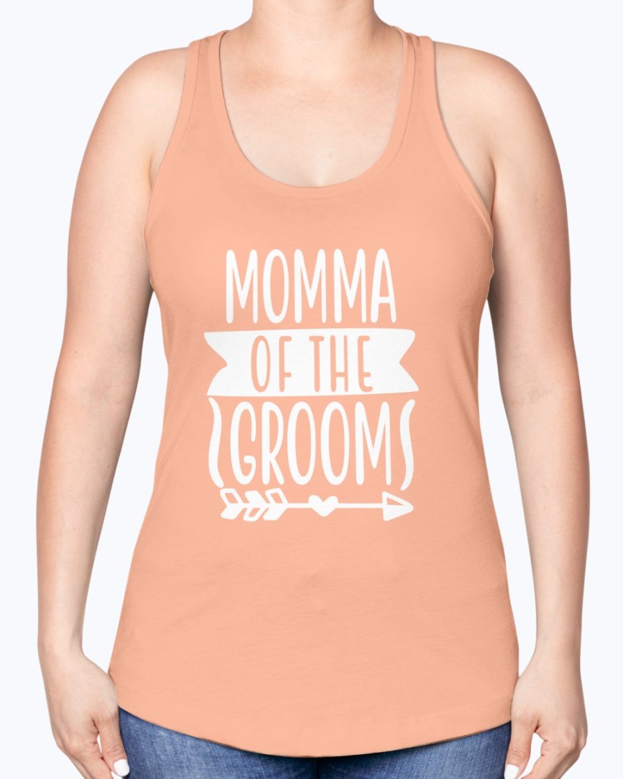 Momma Of The Groom Racerback Tank in a stylish design, perfect for bridal and wedding events, showcasing a comfortable fit and soft fabric.