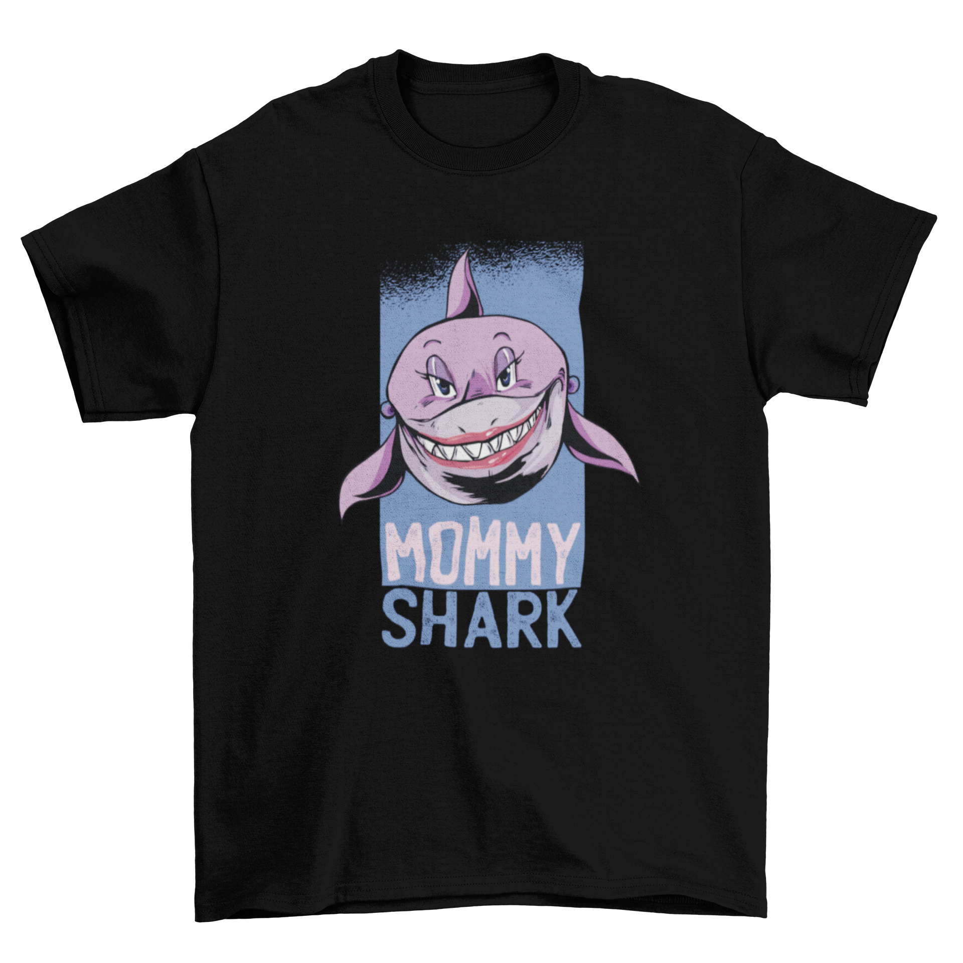 Mommy Shark T-Shirt Design featuring a playful mom shark graphic, perfect for Mother's Day gifts.
