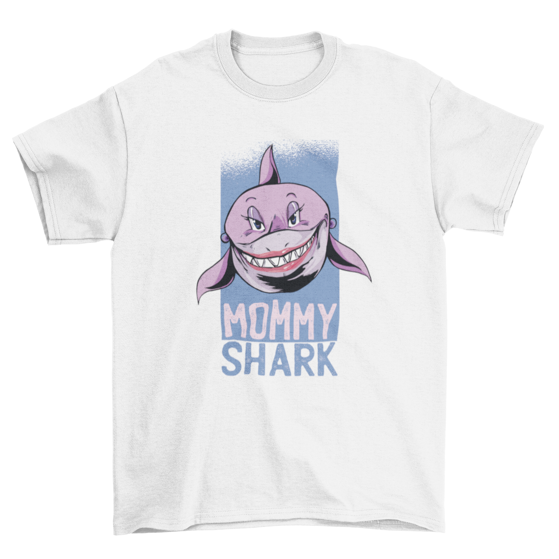Mommy Shark T-Shirt Design featuring a playful mom shark graphic, perfect for Mother's Day gifts.