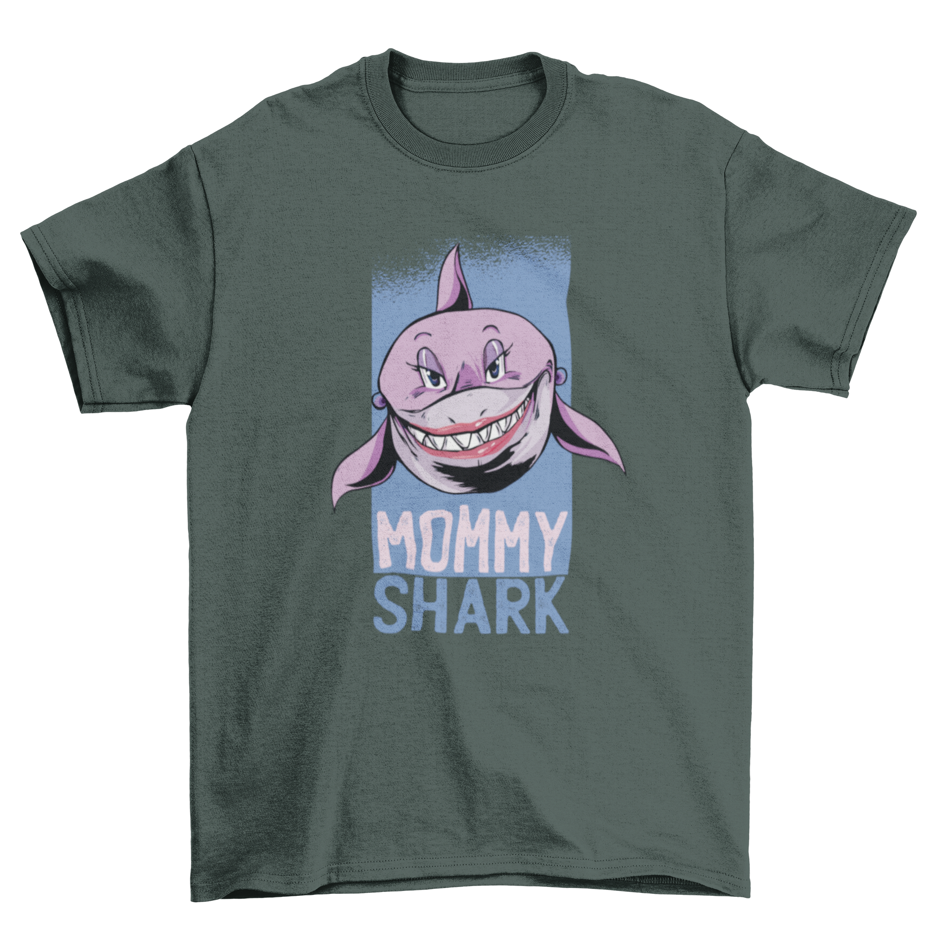 Mommy Shark T-Shirt Design featuring a playful mom shark graphic, perfect for Mother's Day gifts.