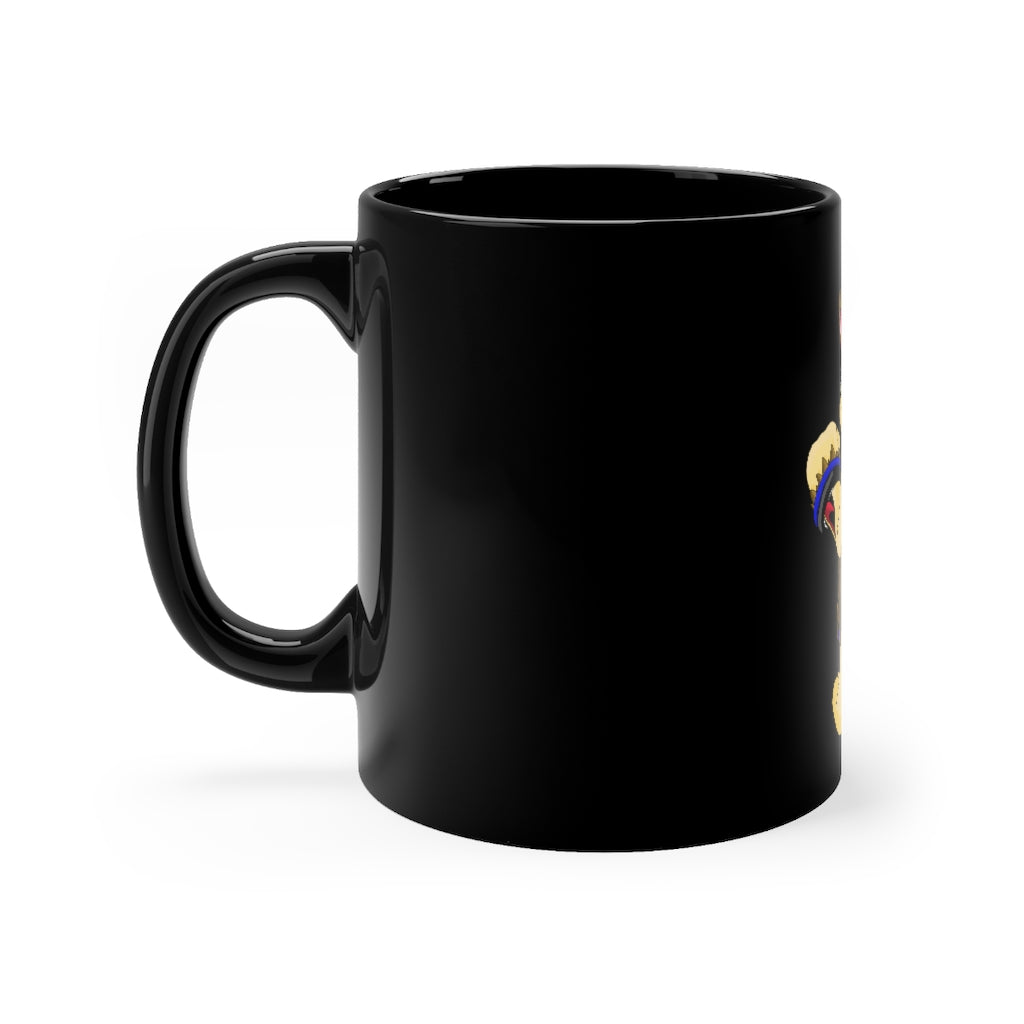 Moongenchen Black Mug 11oz featuring a sleek black ceramic design with rounded corners and a comfortable C-handle.
