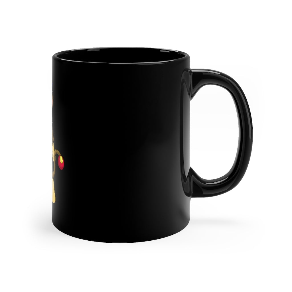 Moongenchen Black Mug 11oz featuring a sleek black ceramic design with rounded corners and a comfortable C-handle.