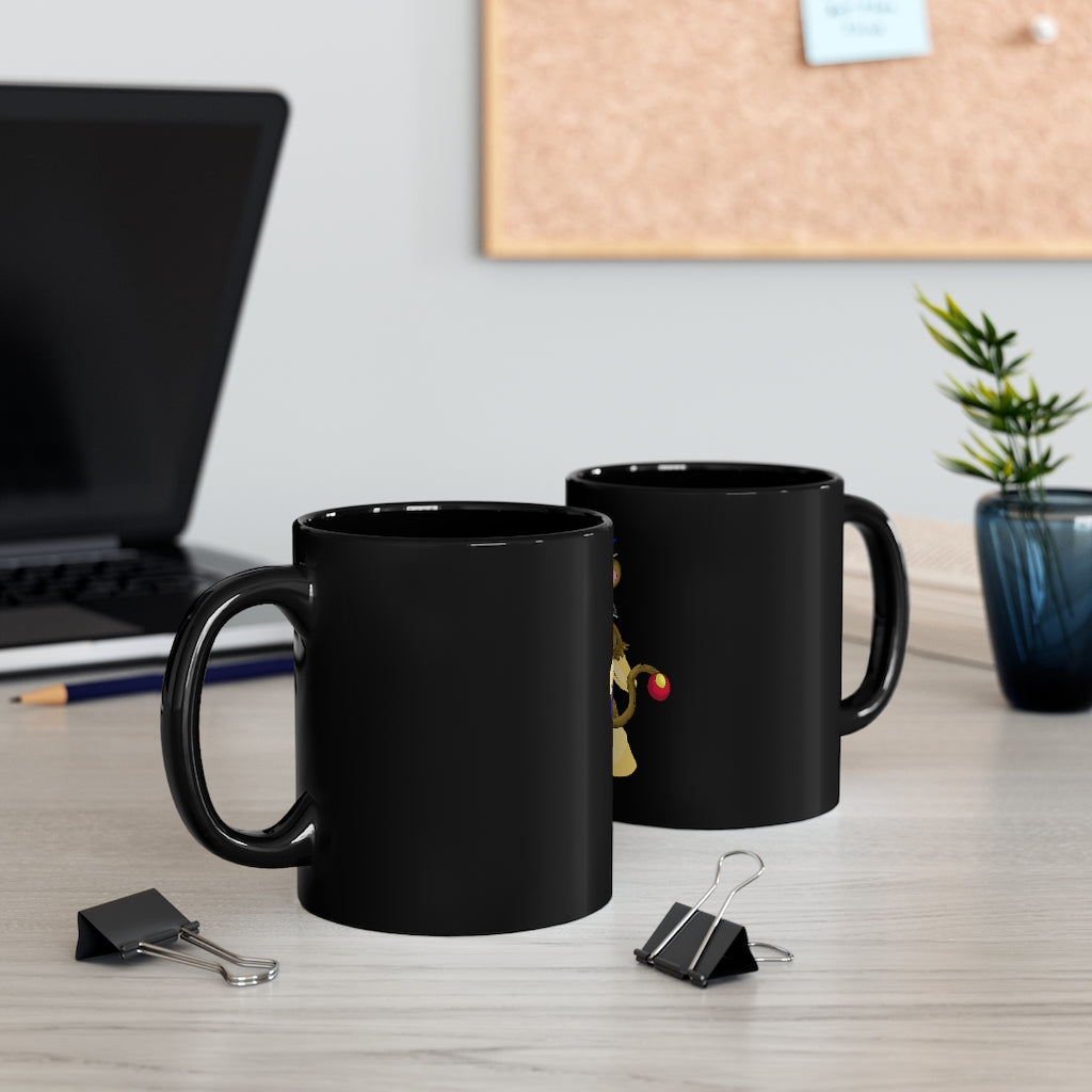 Moongenchen Black Mug 11oz featuring a sleek black ceramic design with rounded corners and a comfortable C-handle.