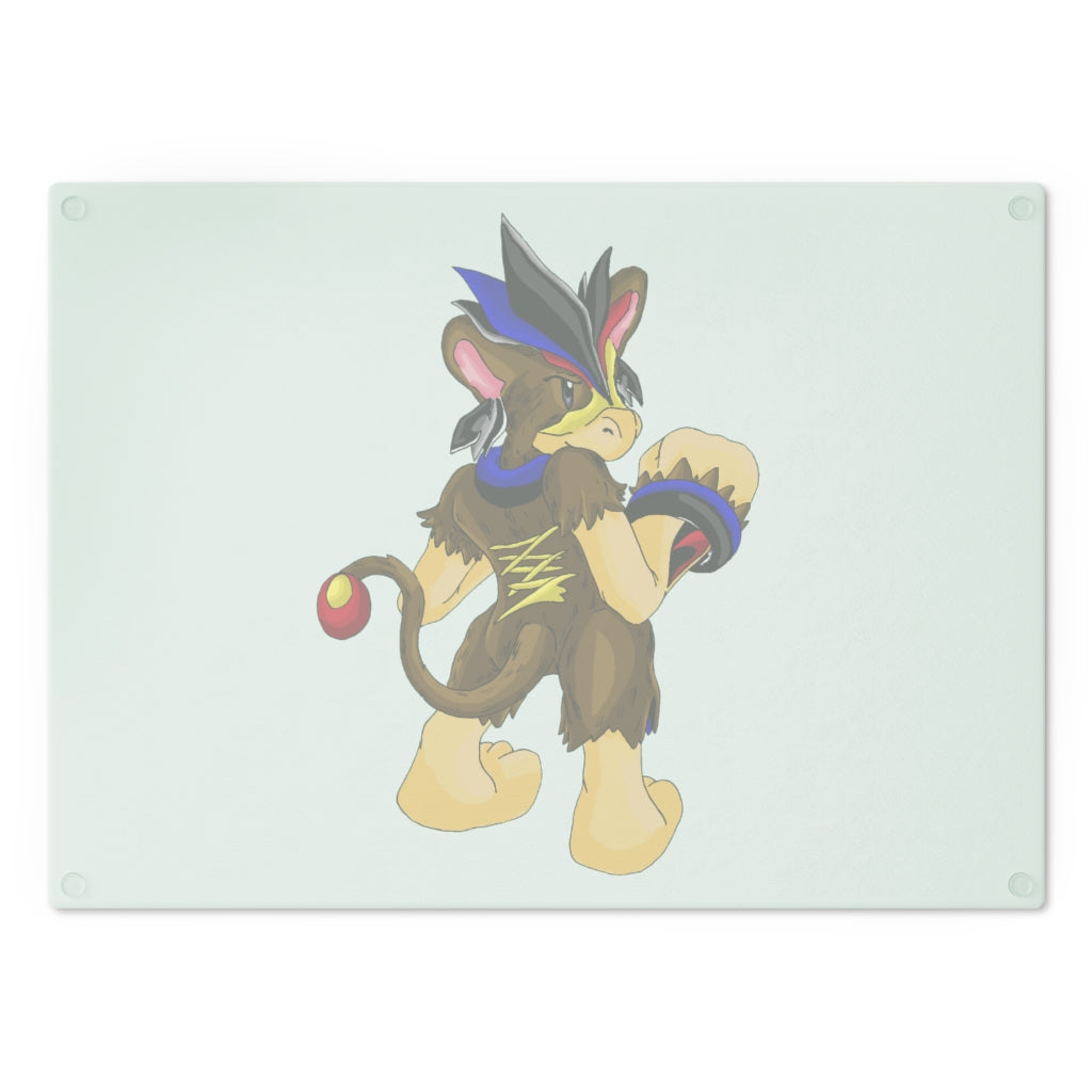 Moongenchen Cutting Board made of tempered glass with rubber dots for stability, showcasing a personalized design.