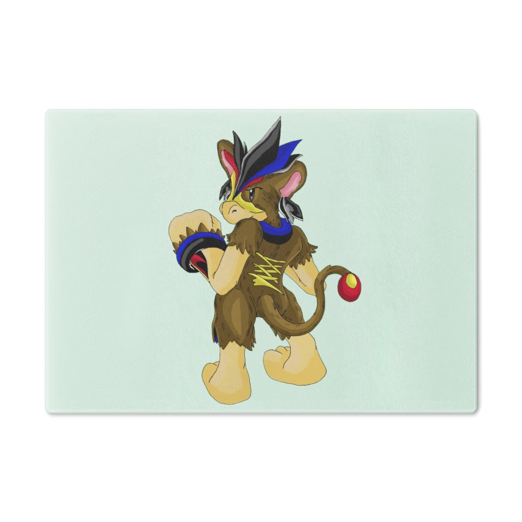 Moongenchen Cutting Board made of tempered glass with rubber dots for stability, showcasing a personalized design.