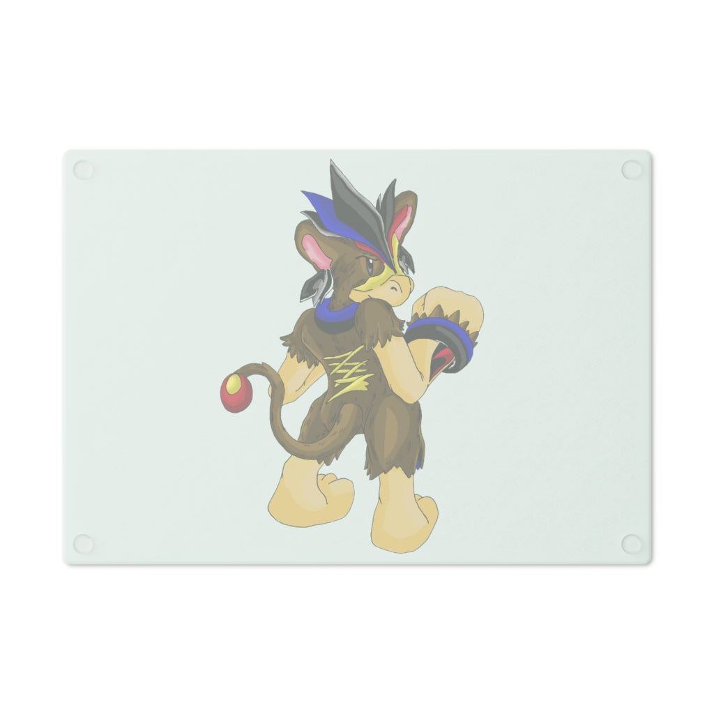 Moongenchen Cutting Board made of tempered glass with rubber dots for stability, showcasing a personalized design.