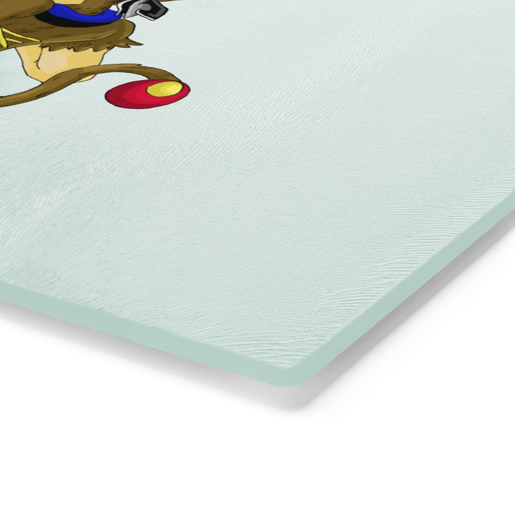 Moongenchen Cutting Board made of tempered glass with rubber dots for stability, showcasing a personalized design.