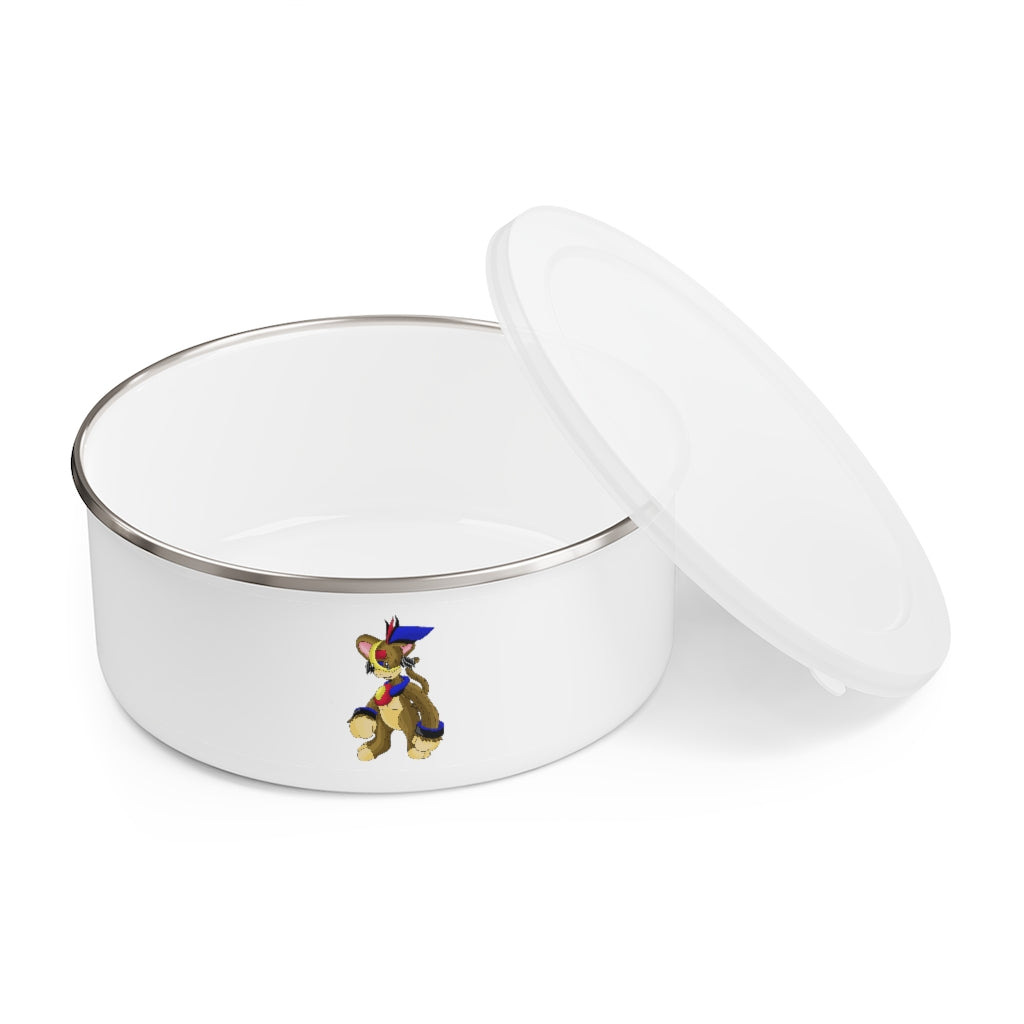 Moongenki Enamel Bowl featuring a stylish design with a translucent lid and anti-slip backing, available in three sizes.
