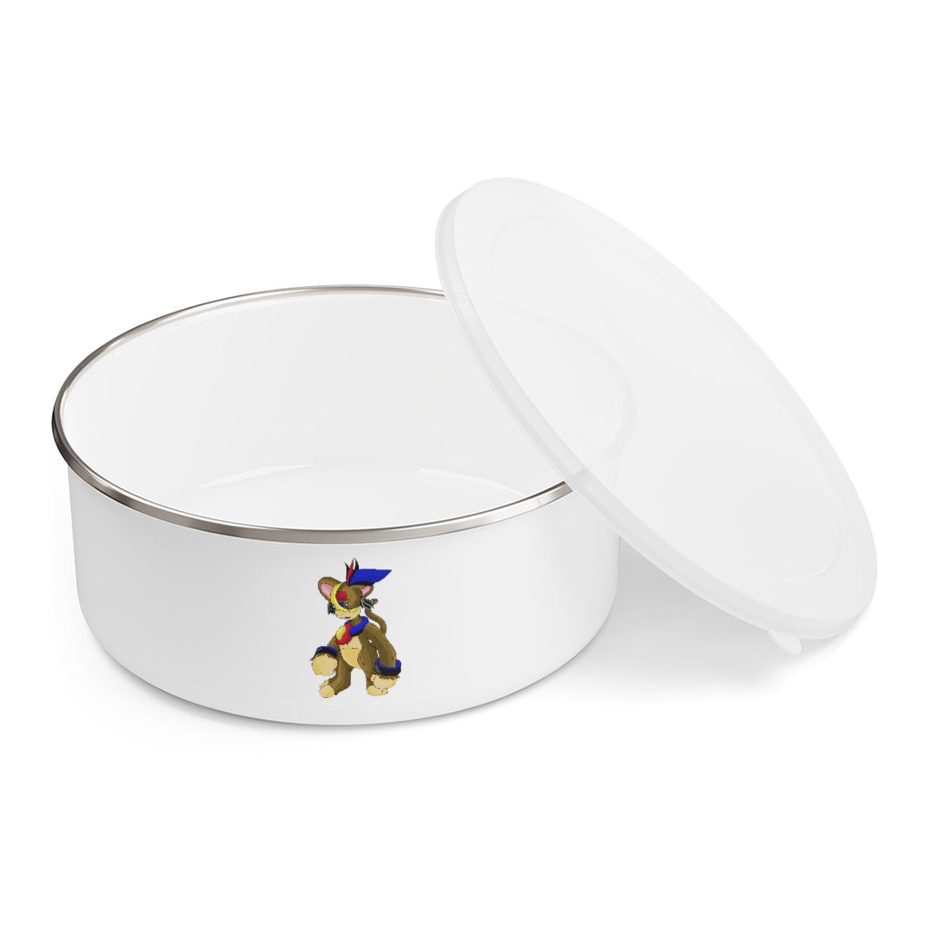 Moongenki Enamel Bowl featuring a stylish design with a translucent lid and anti-slip backing, available in three sizes.