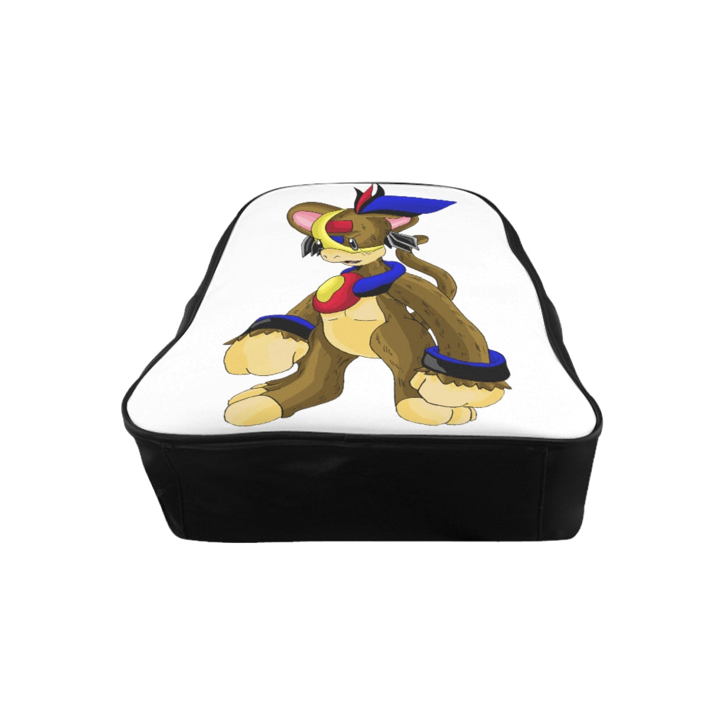 Moongenki School Backpack featuring stylish design, padded back, and multiple pockets in chocolate brown lining.