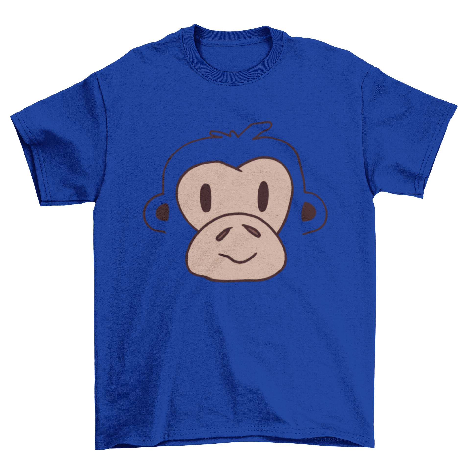 A vibrant t-shirt design featuring a cute monkey face, perfect for various merchandise.