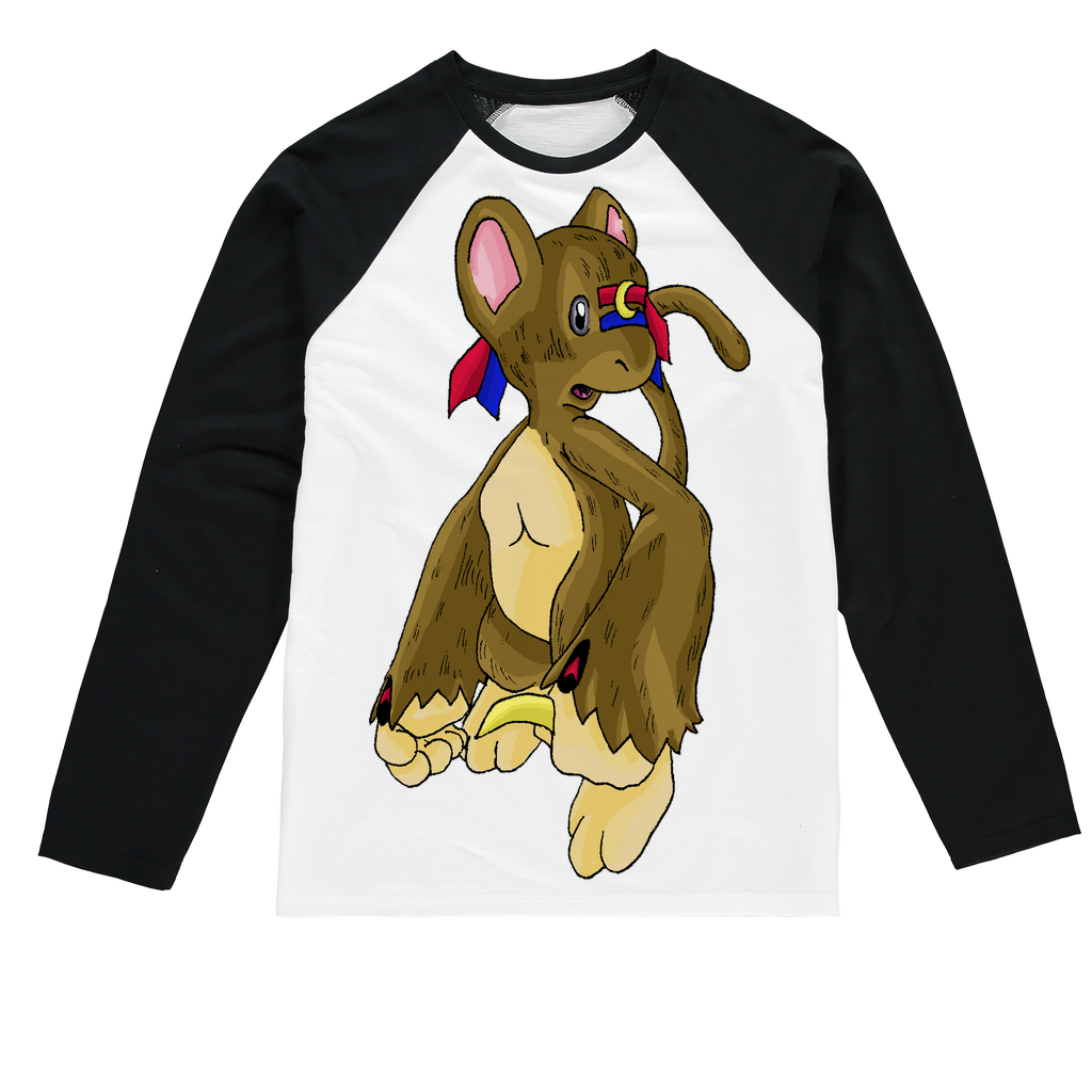 Moonki Sublimation Baseball Long Sleeve T-Shirt featuring long sleeves, crew neck, and mixed fabric design, ideal for custom printing.