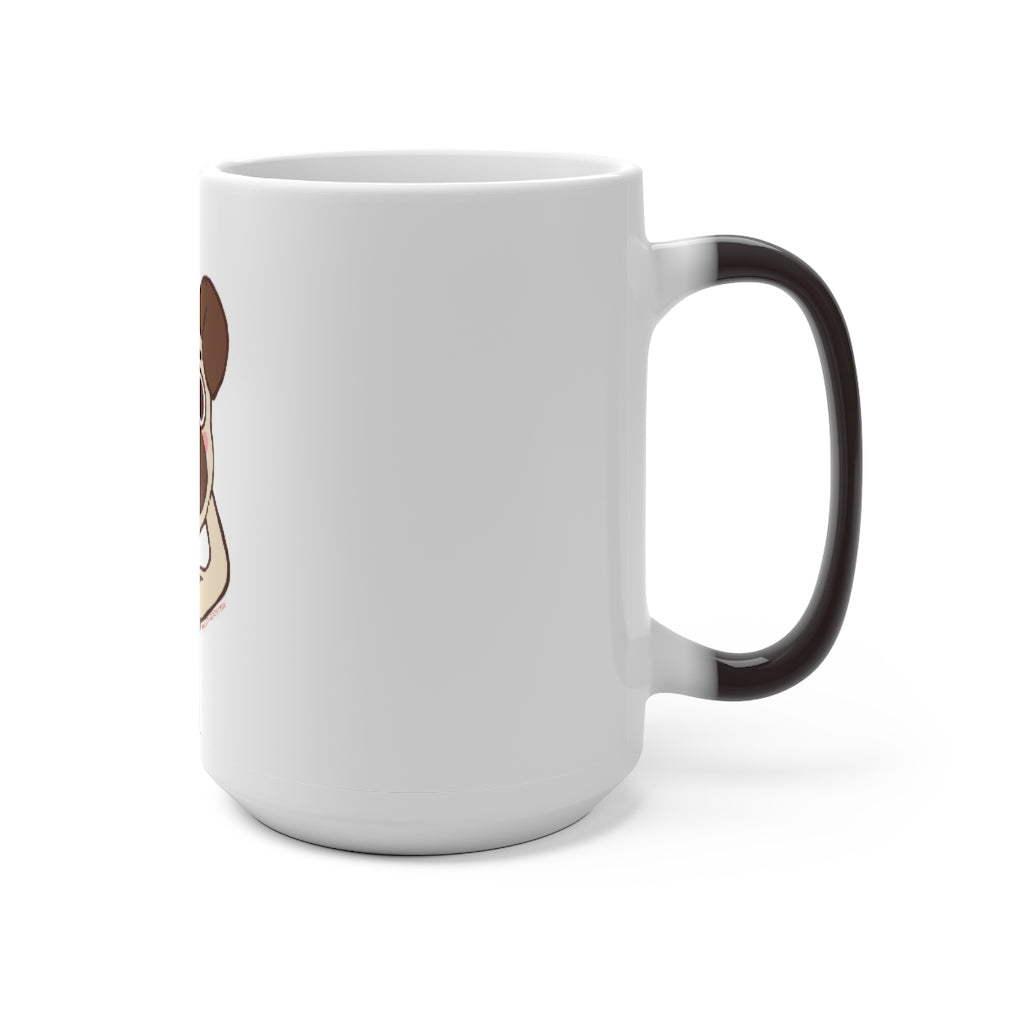 More Pug Coffee Please Color Changing Mug showcasing its unique design and color-changing feature when filled with hot liquid.