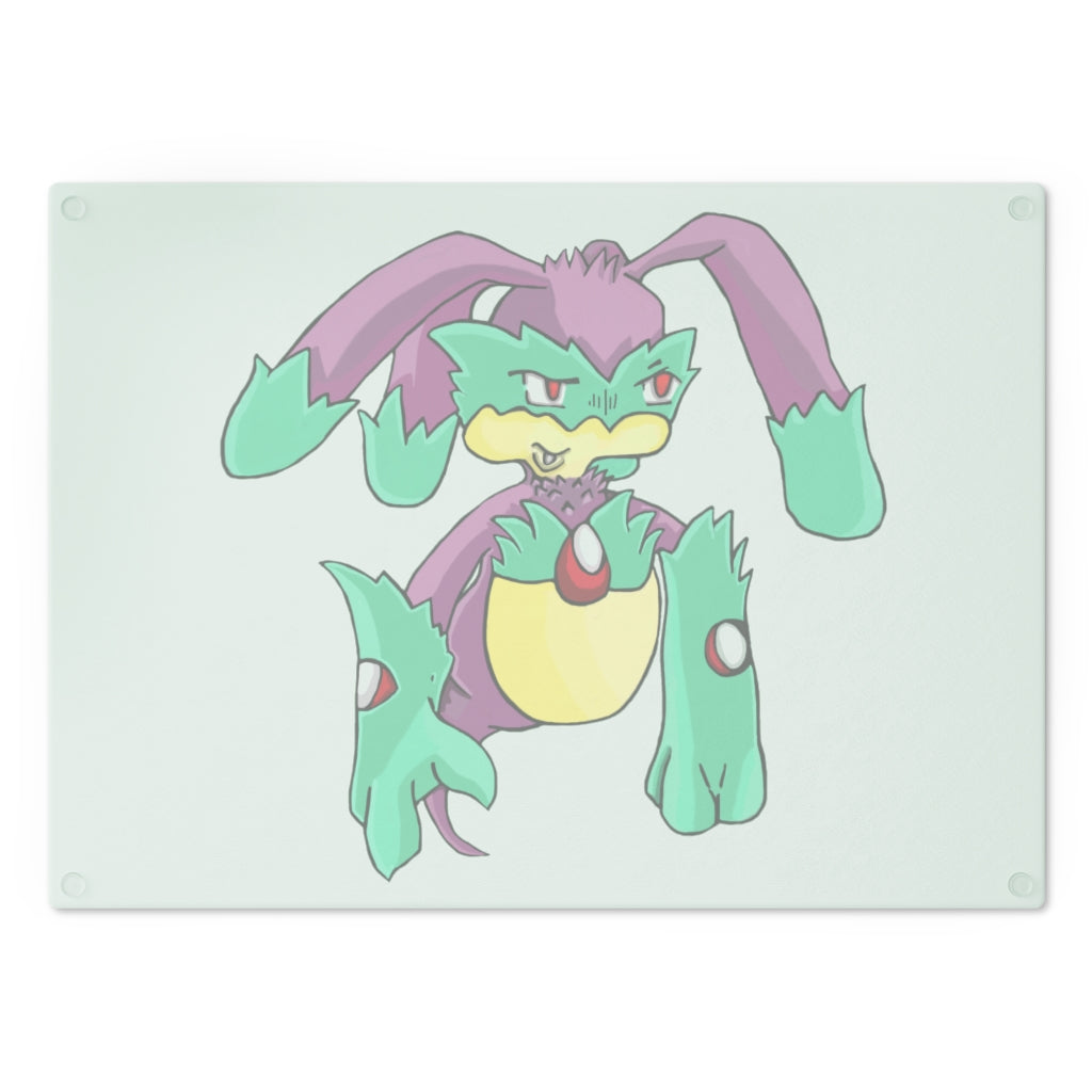 Morphesis Cutting Board made of tempered glass with rubber dots for stability, showcasing a personalized design.