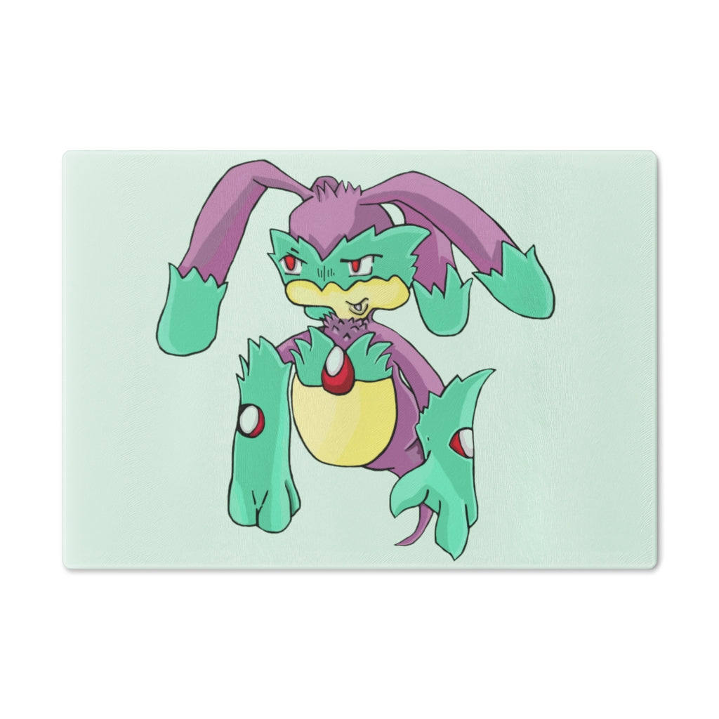 Morphesis Cutting Board made of tempered glass with rubber dots for stability, showcasing a personalized design.