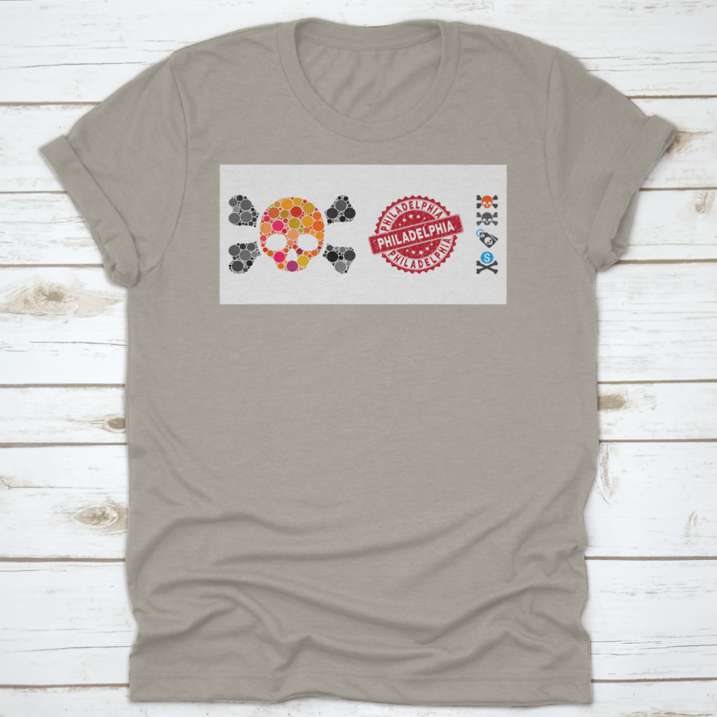 Mosaic Skull and Bones Icon Rubber Stamp Seal featuring intricate design, perfect for creative projects and collectors.