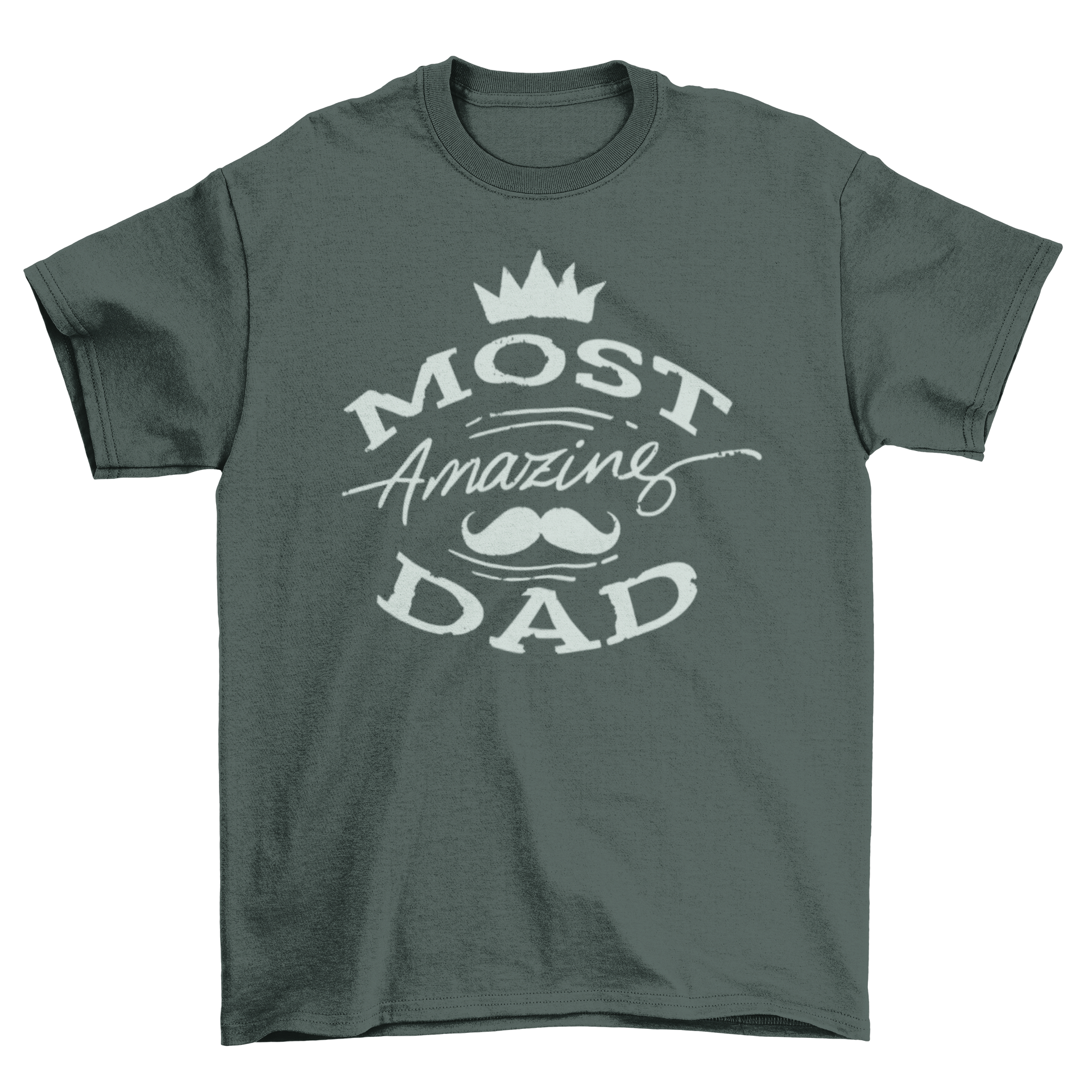 A stylish t-shirt featuring the quote 'Most Amazing Dad' in bold letters, perfect for Father's Day.