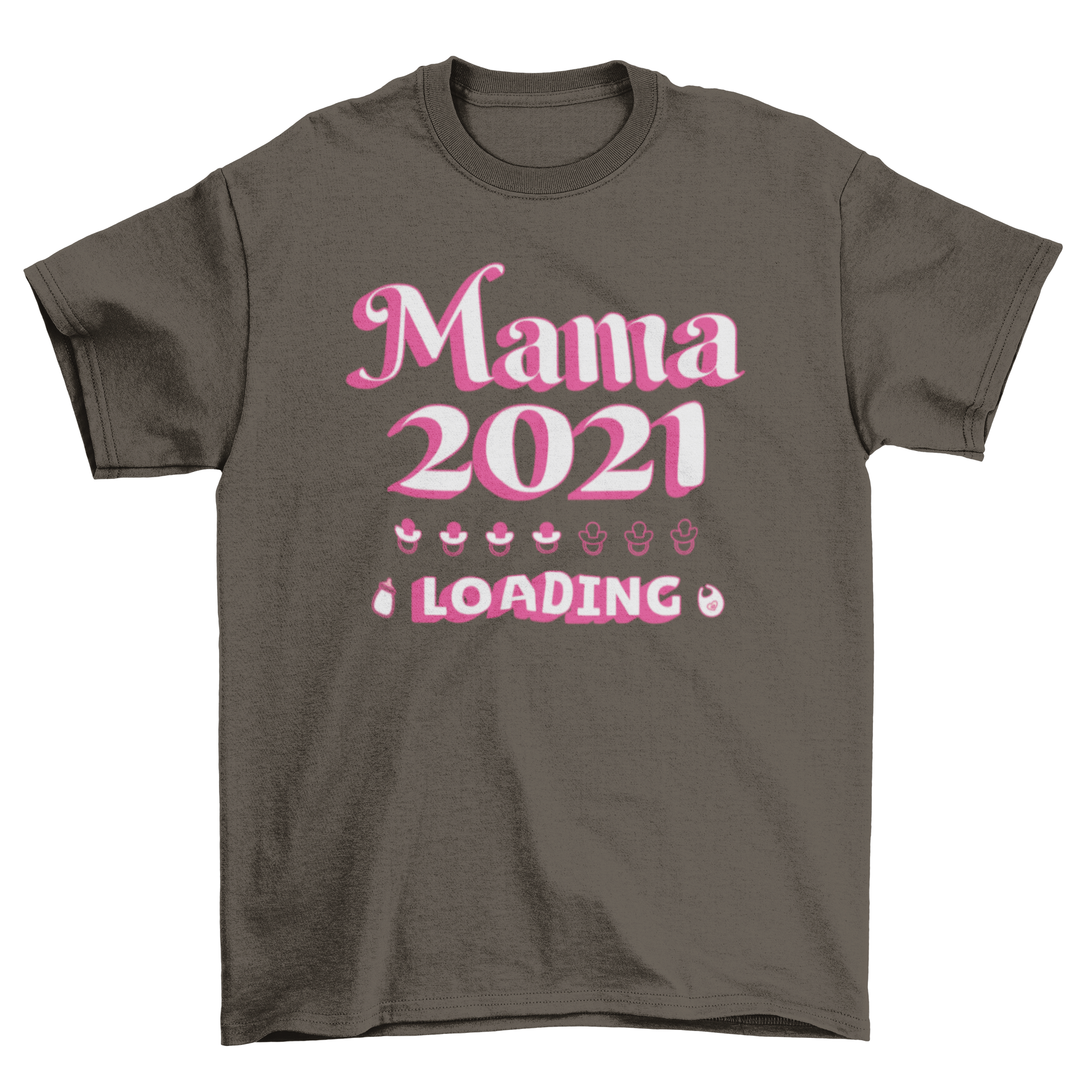 A stylish Mother's Day 2021 t-shirt featuring the quote 'Mama 2021 loading' in a modern font.
